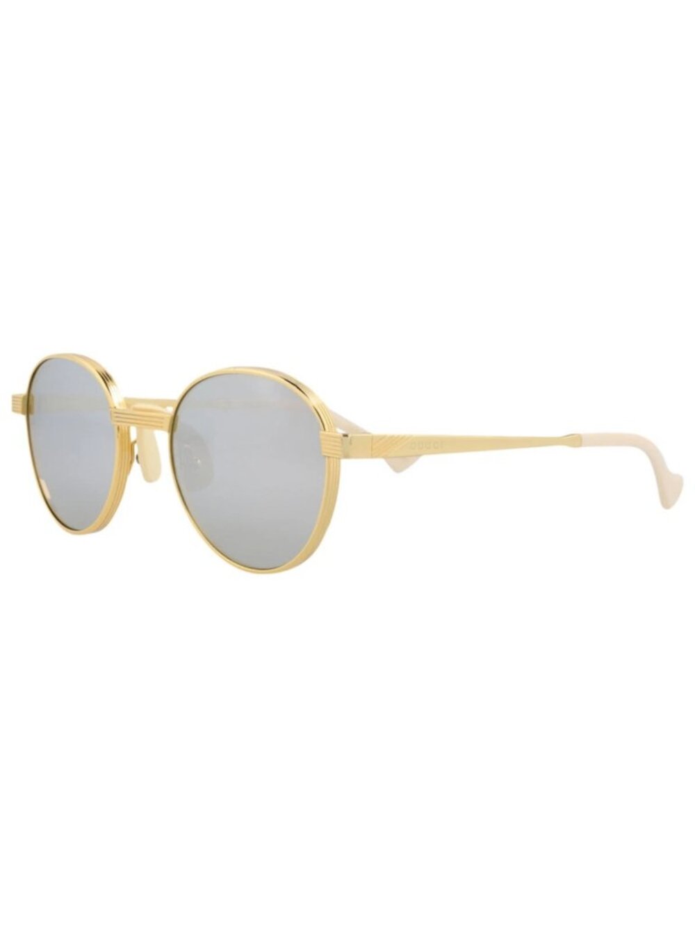 New Gucci Women's Sunglasses Round Oval Metal Frame Mens Gold Gold Silver